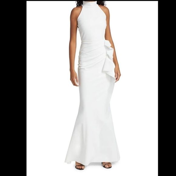 NWT Chiara Boni La Petite Robe Gudrum Halter Ruffle Gown Size 50 (14) $995 - Picture 1 of 10